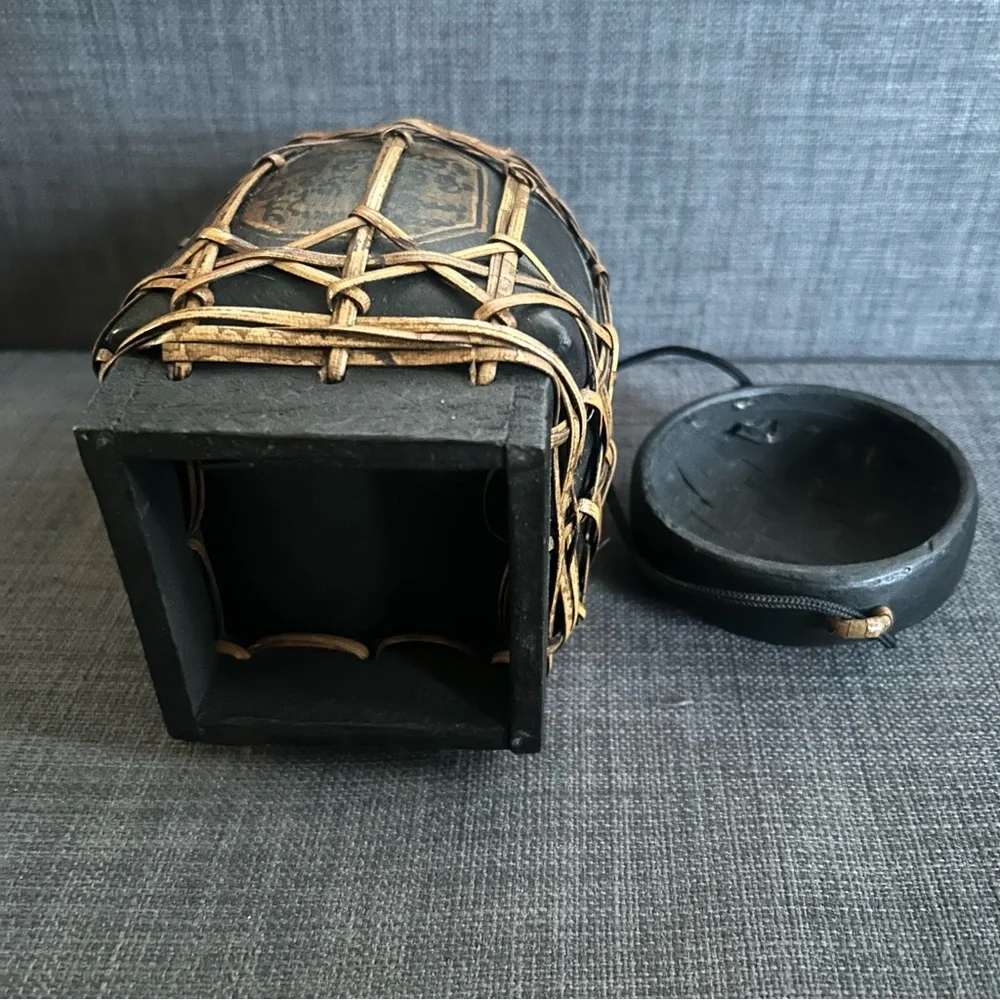 Vintage Thai Artisan Handmade Lacquered Bamboo Tea Rice Jar Storage Box #1220258
